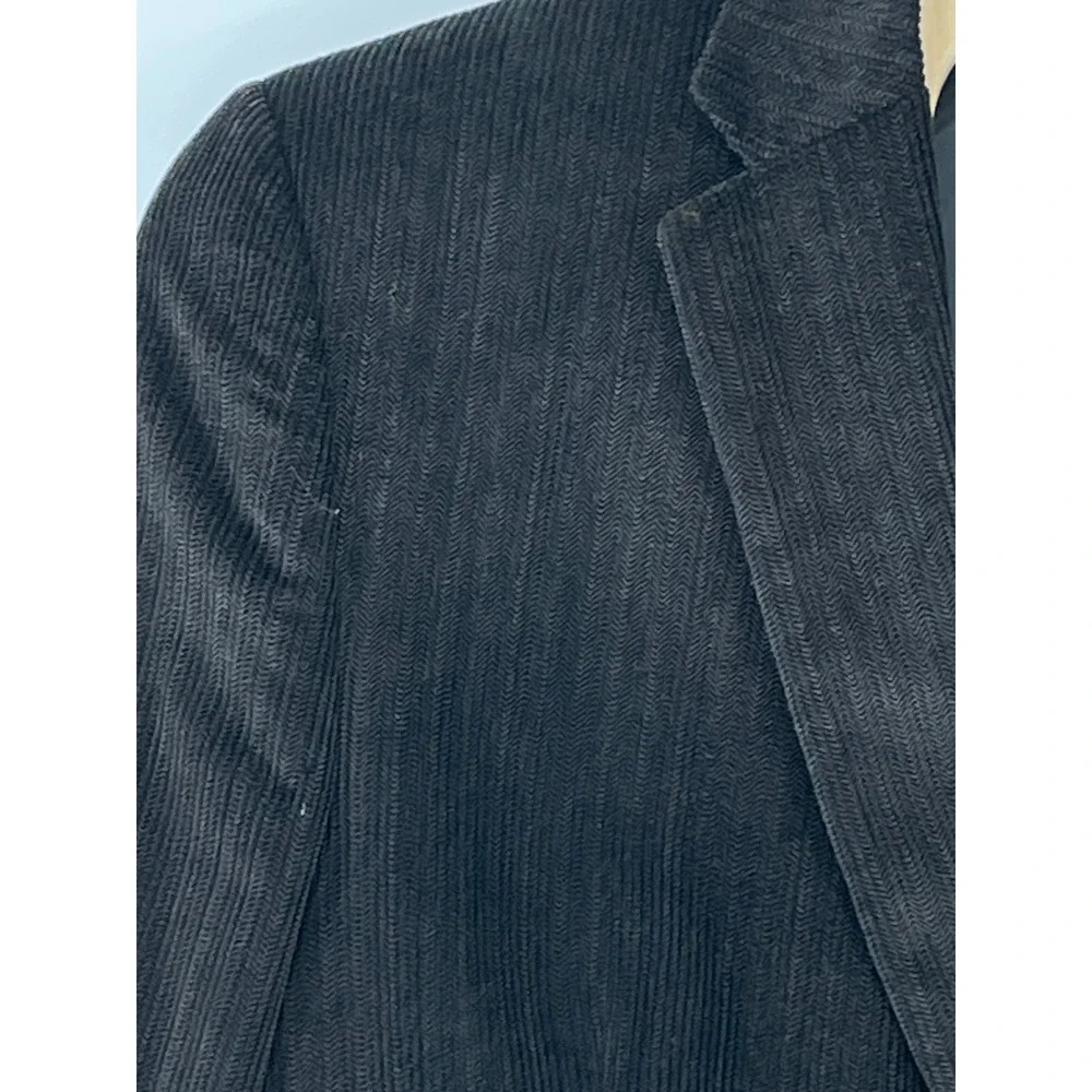 Chaps Mens Blazer 46L Sport Coat Grey Corduroy Herringbone Texture Preppy